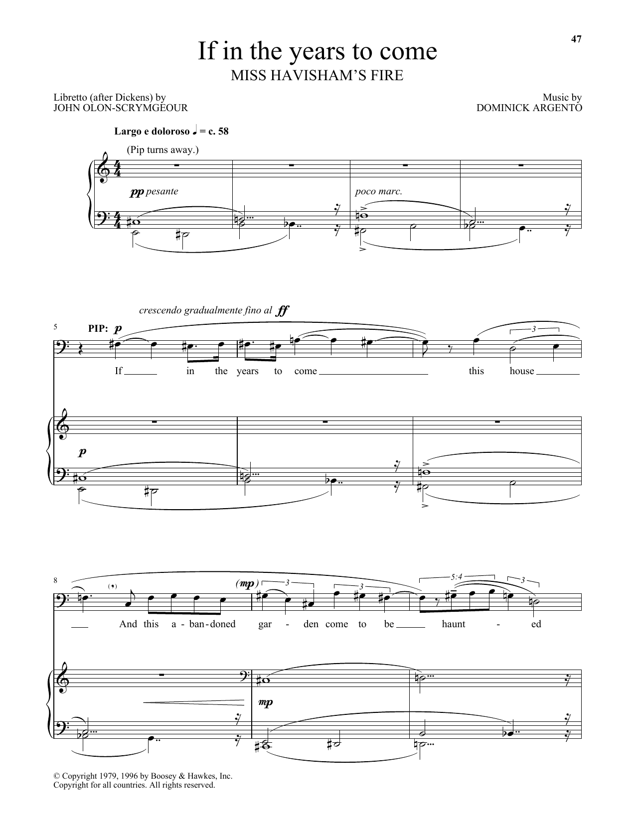 Download Dominick Argento If in the years to come (from Miss Havi Sheet Music