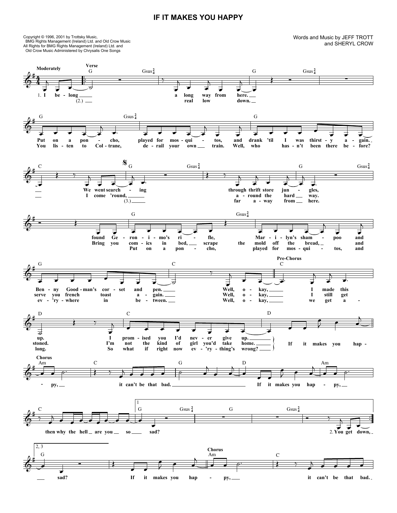 Download Sheryl Crow If It Makes You Happy Sheet Music