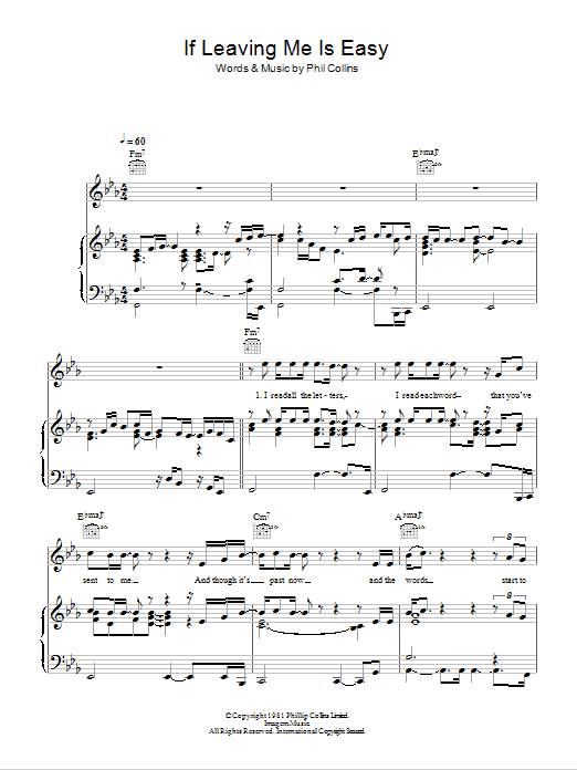 Download Phil Collins If Leaving Me Is Easy Sheet Music