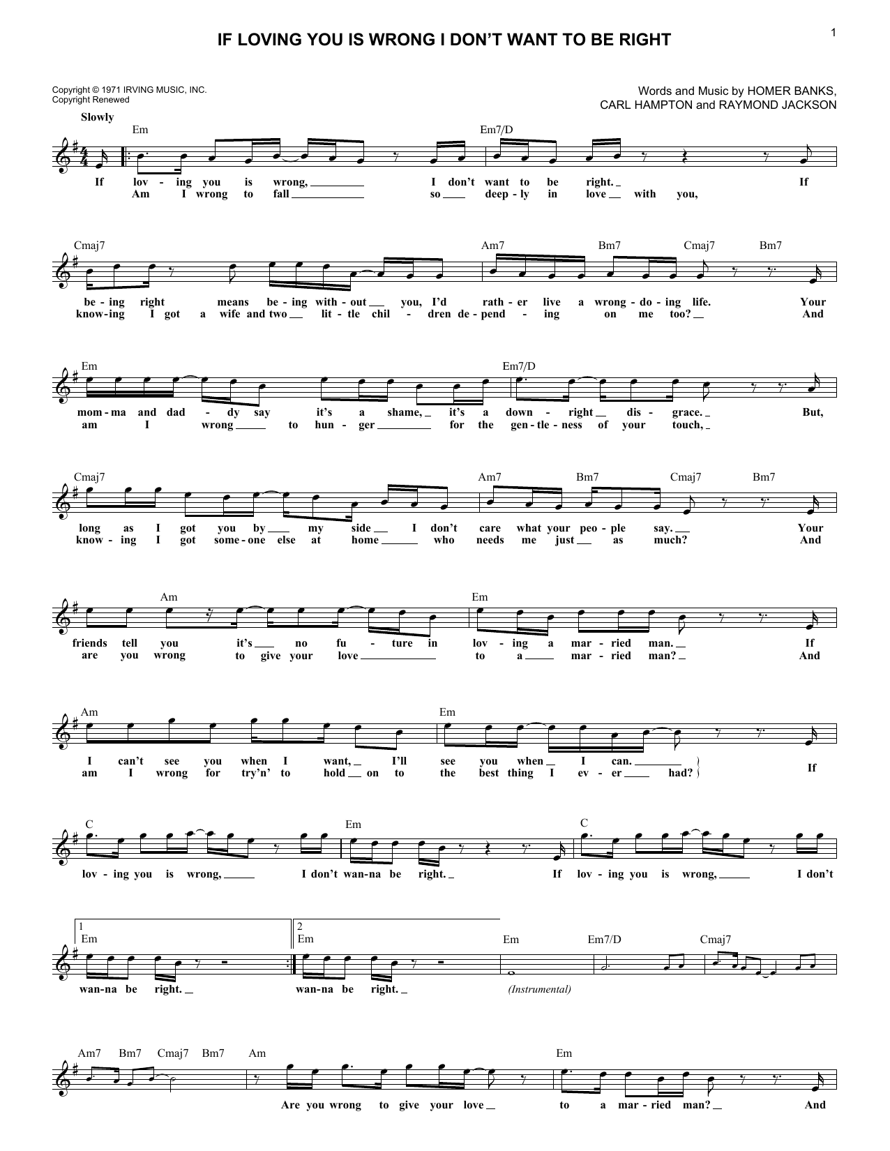 Download Luther Ingram If Loving You Is Wrong I Don't Want To Sheet Music