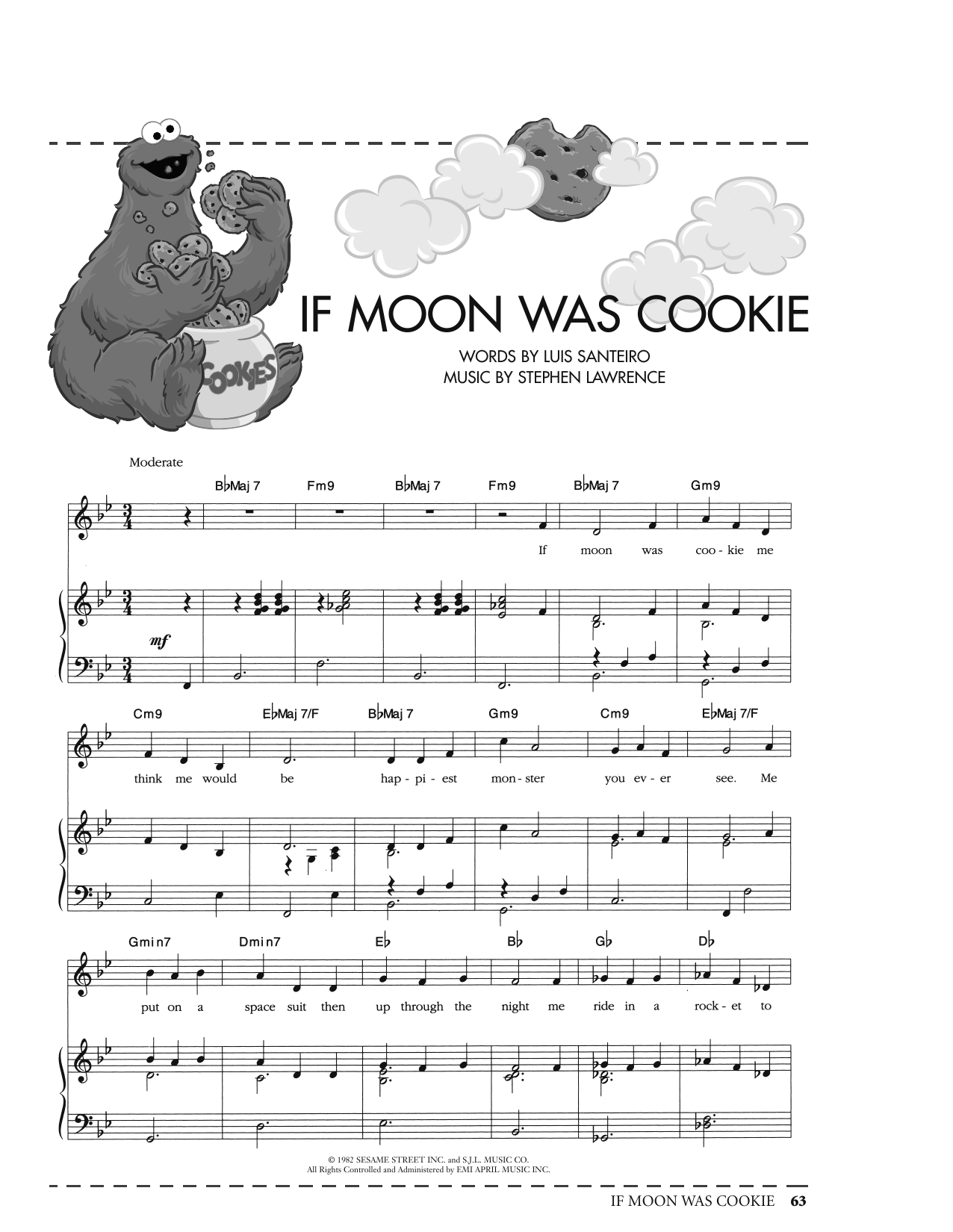 Luis Santeiro If Moon Was Cookie (from Sesame Street) sheet music notes printable PDF score
