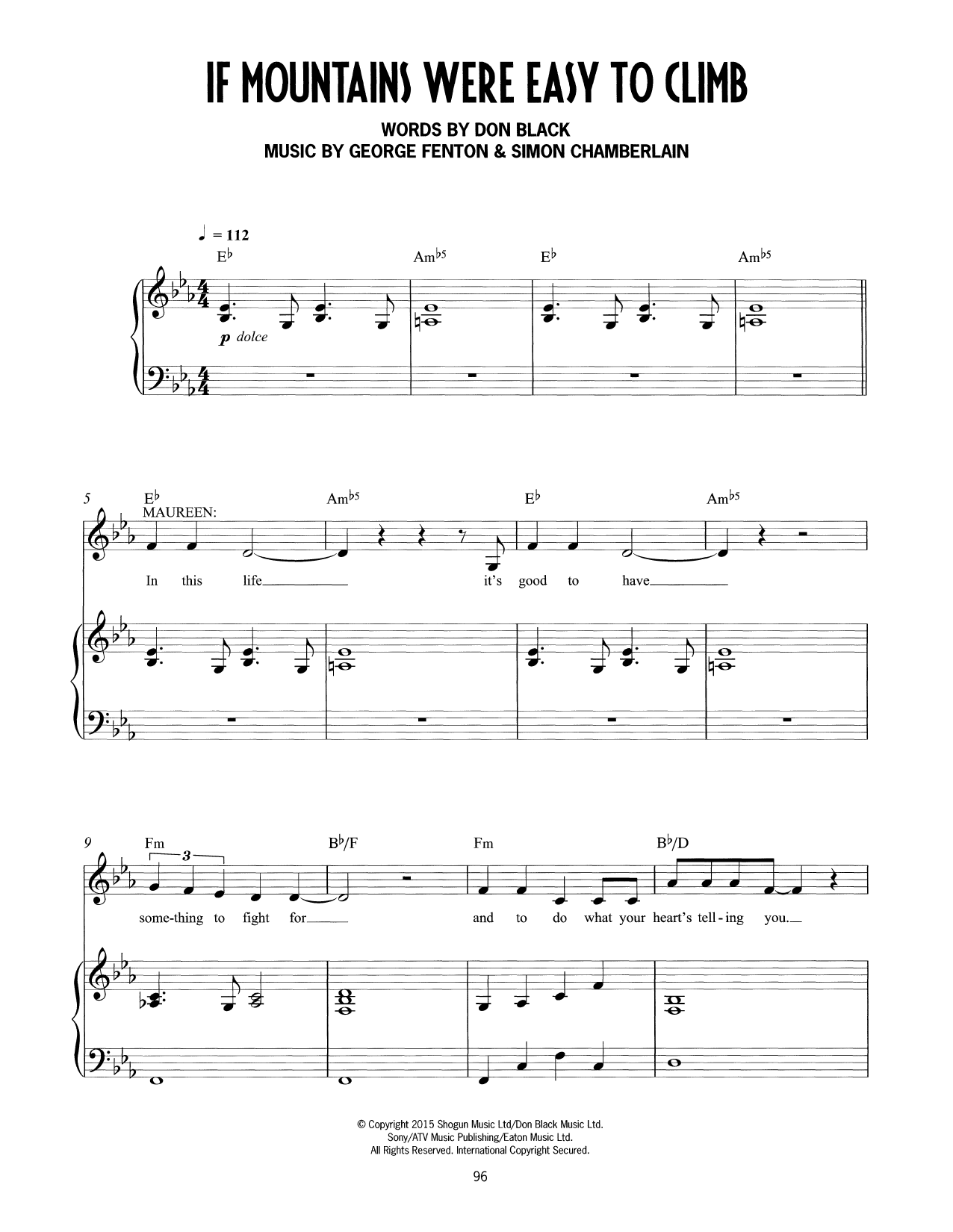 Download Don Black, George Fenton & Simon Cha If Mountains Were Easy To Climb (from M Sheet Music