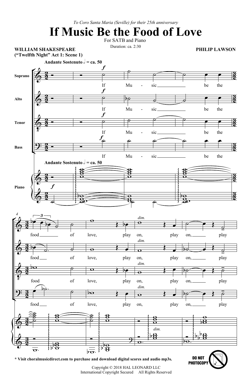 Download Philip Lawson If Music Be The Food Of Love Sheet Music
