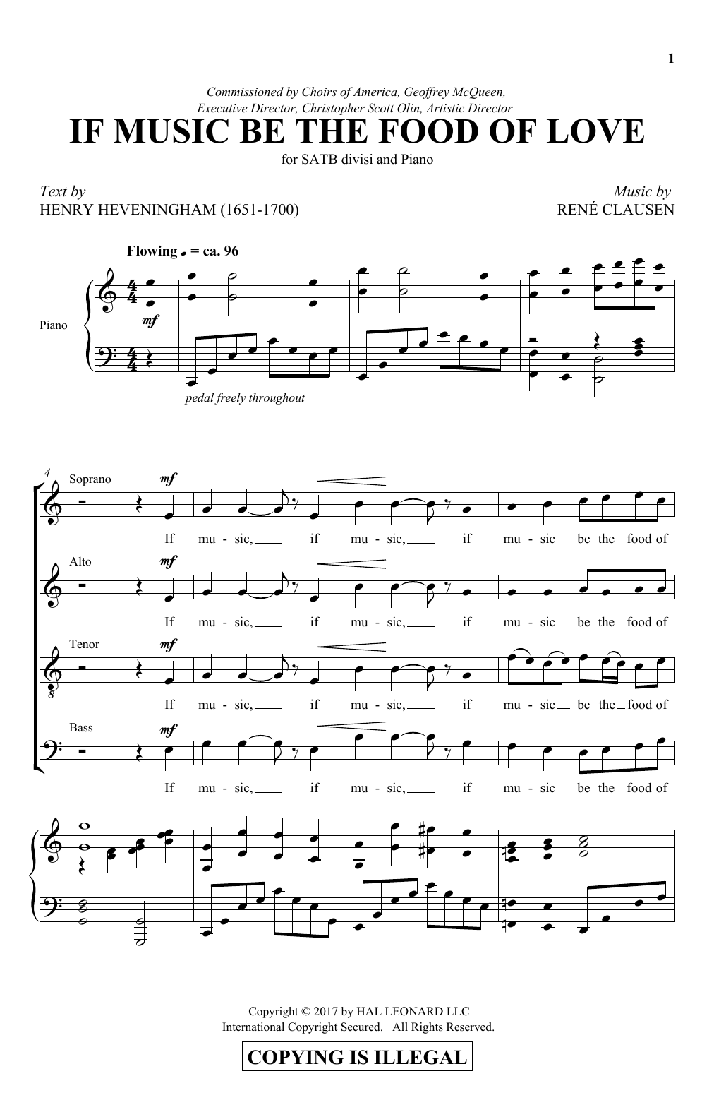 Download Rene Clausen If Music Be The Food Of Love Sheet Music