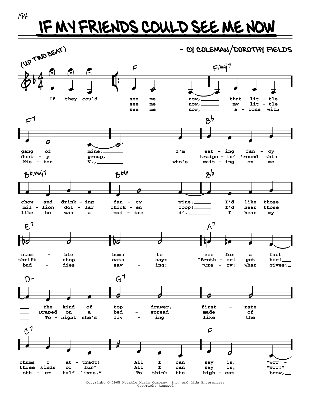 Download Cy Coleman If My Friends Could See Me Now (Low Voi Sheet Music