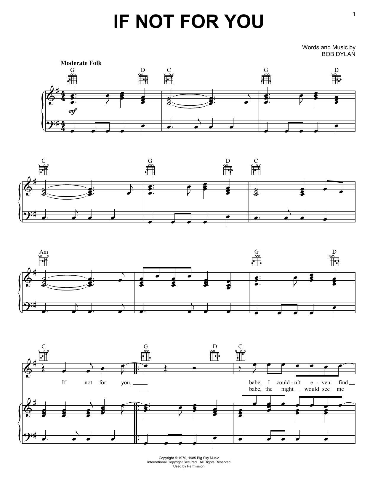 Download George Harrison If Not For You Sheet Music