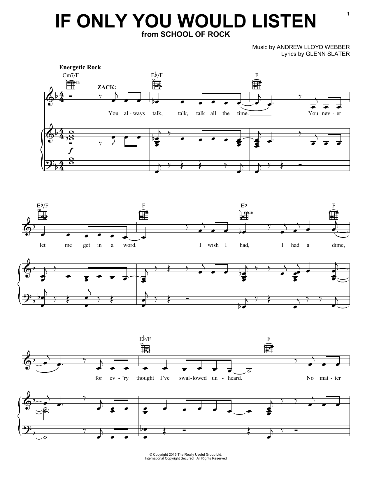 Download Andrew Lloyd Webber If Only You Would Listen (from School o Sheet Music
