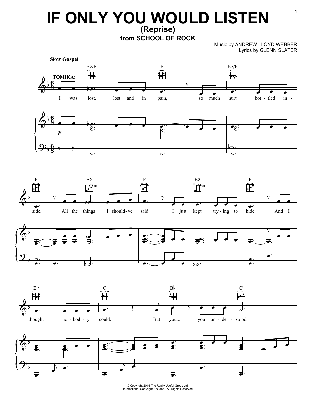 Download Andrew Lloyd Webber If Only You Would Listen (Reprise) (fro Sheet Music