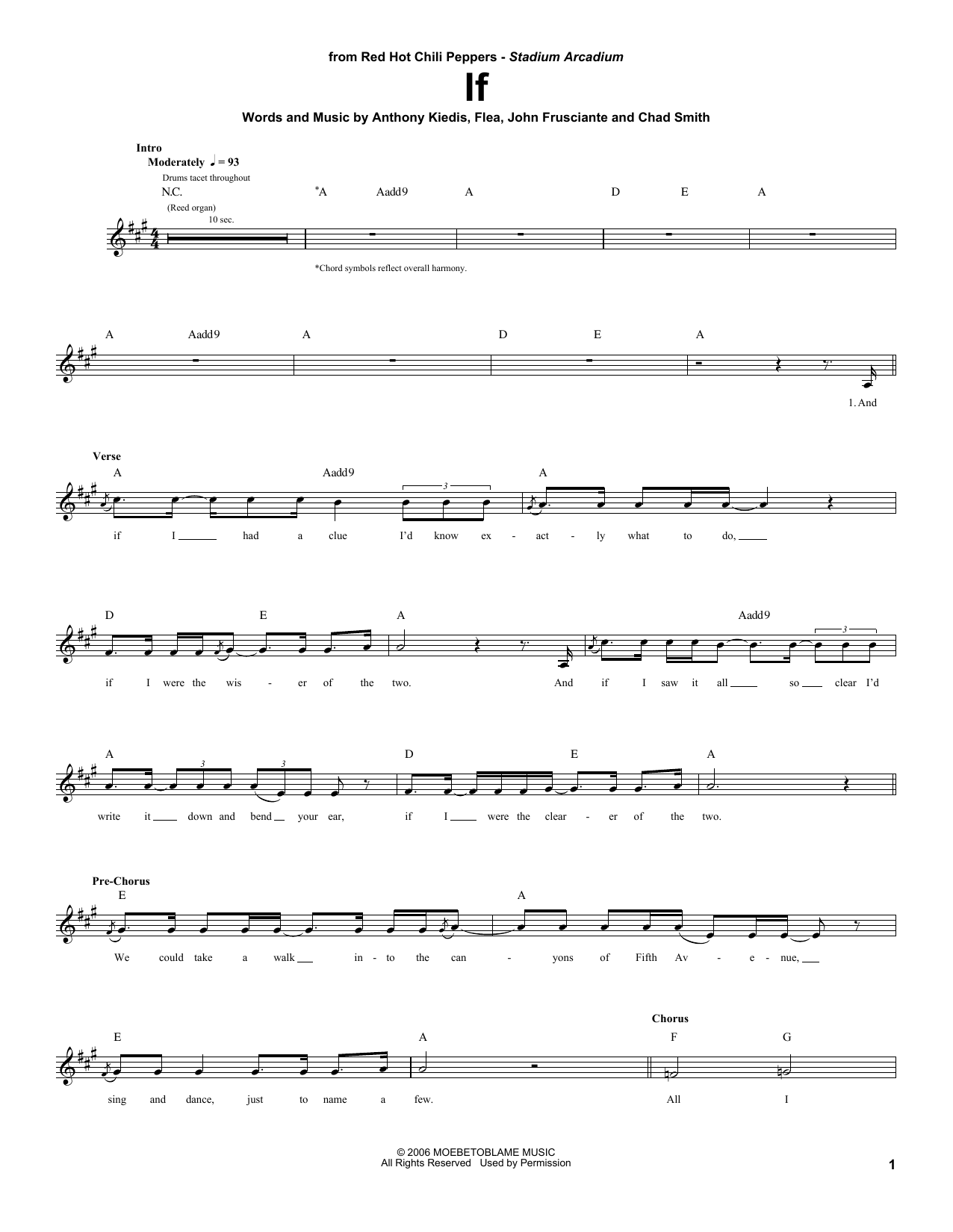 Download Red Hot Chili Peppers If Sheet Music
