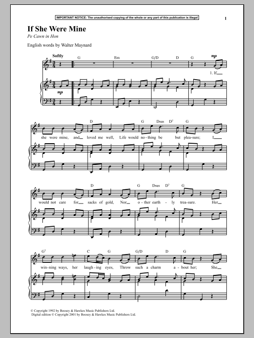 Download Anonymous If She Were Mine Sheet Music