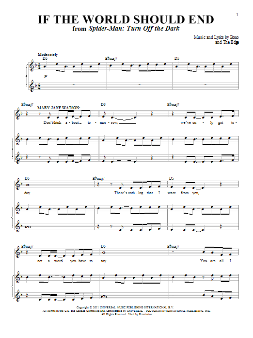 Download Bono & The Edge If The World Should End Sheet Music