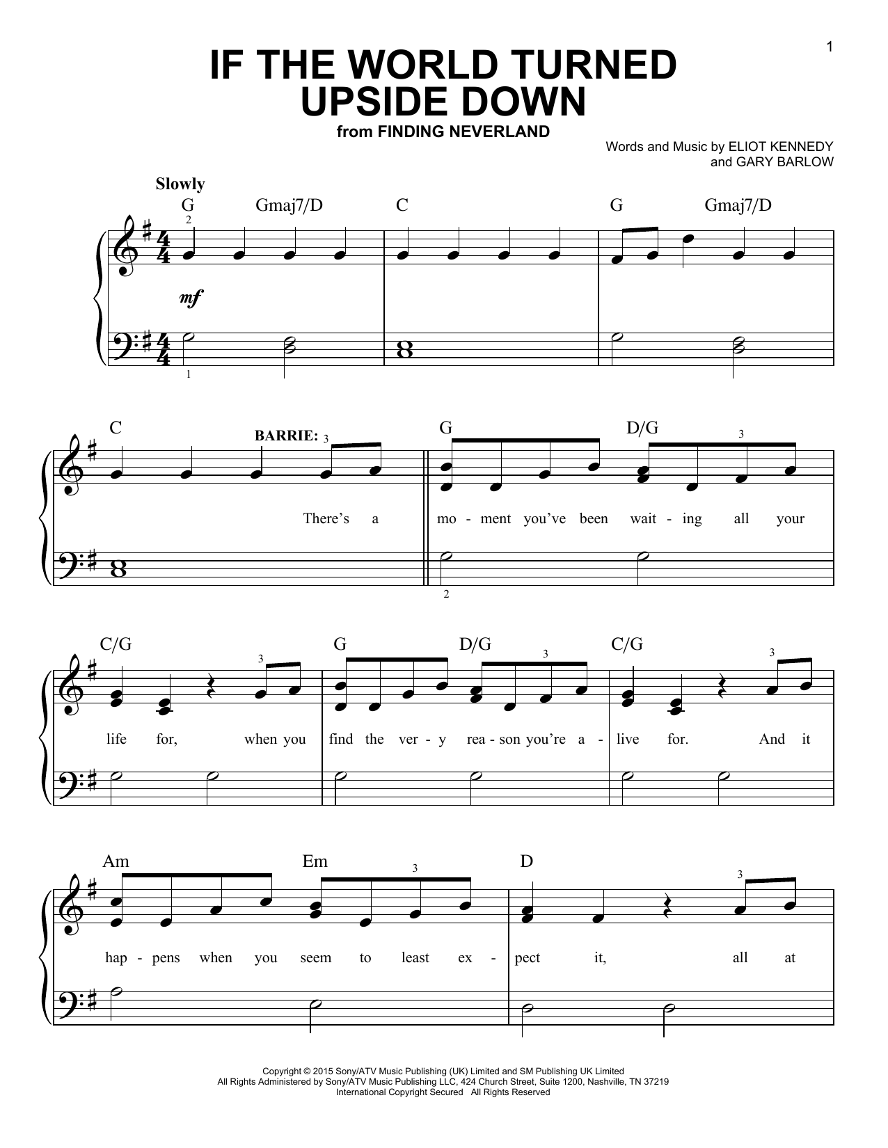 Download Gary Barlow & Eliot Kennedy If The World Turned Upside Down (from ' Sheet Music