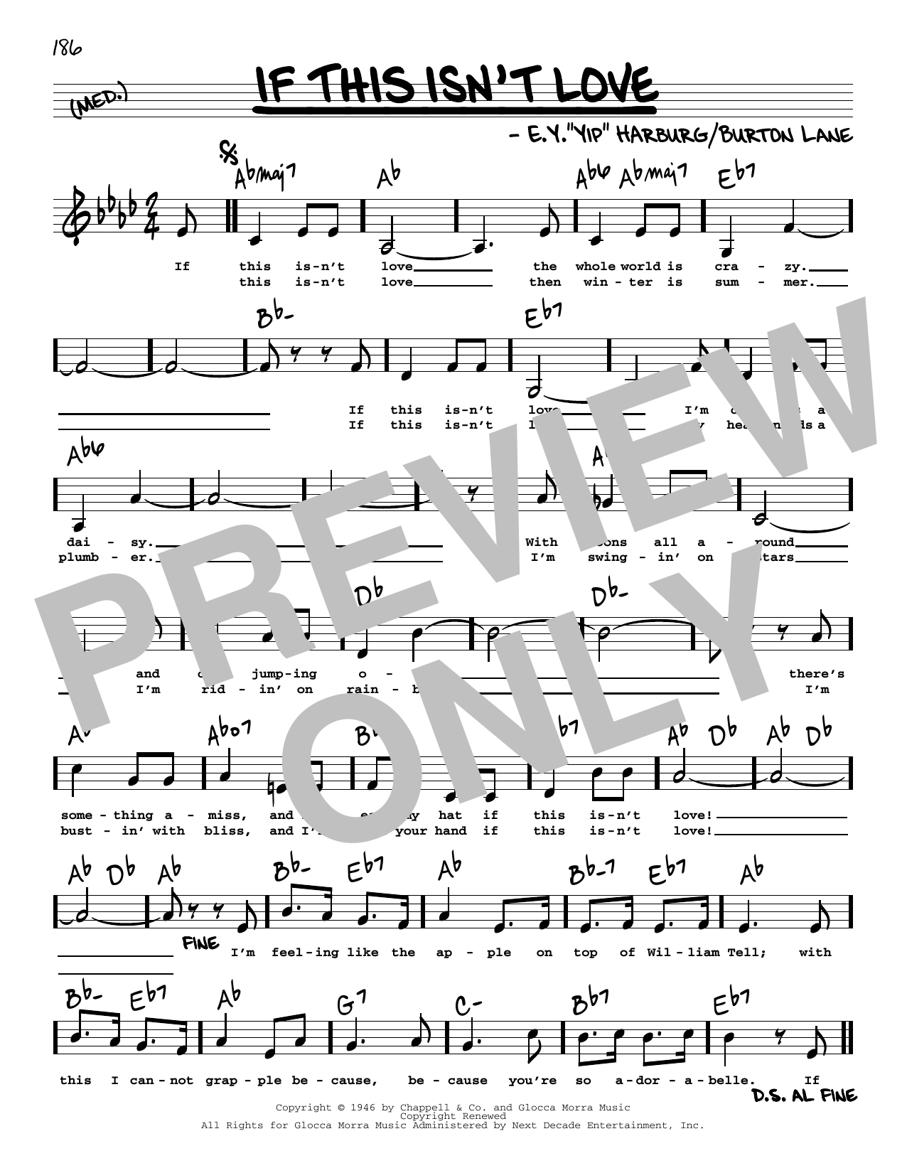 E.Y. Harburg If This Isn't Love (Low Voice) sheet music notes printable PDF score