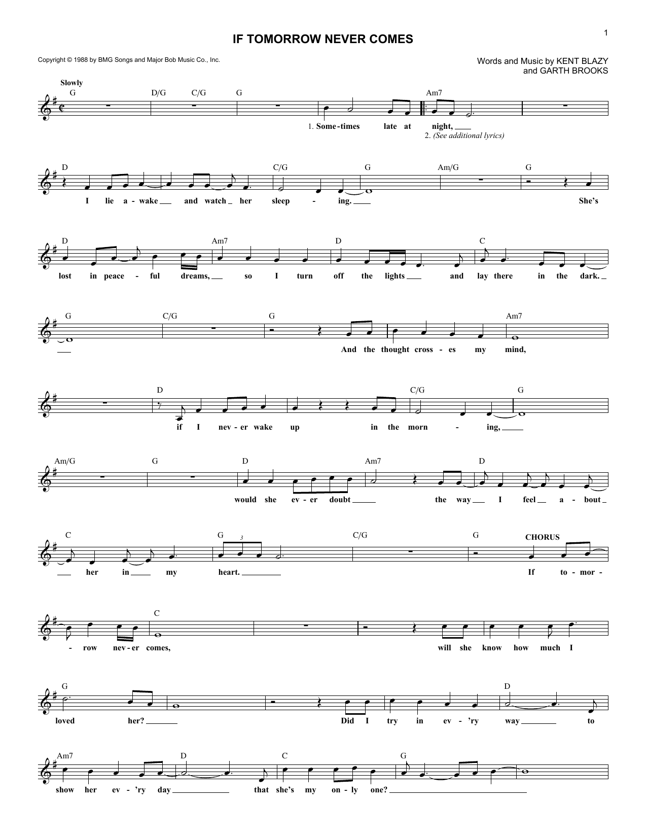 Download Garth Brooks If Tomorrow Never Comes Sheet Music