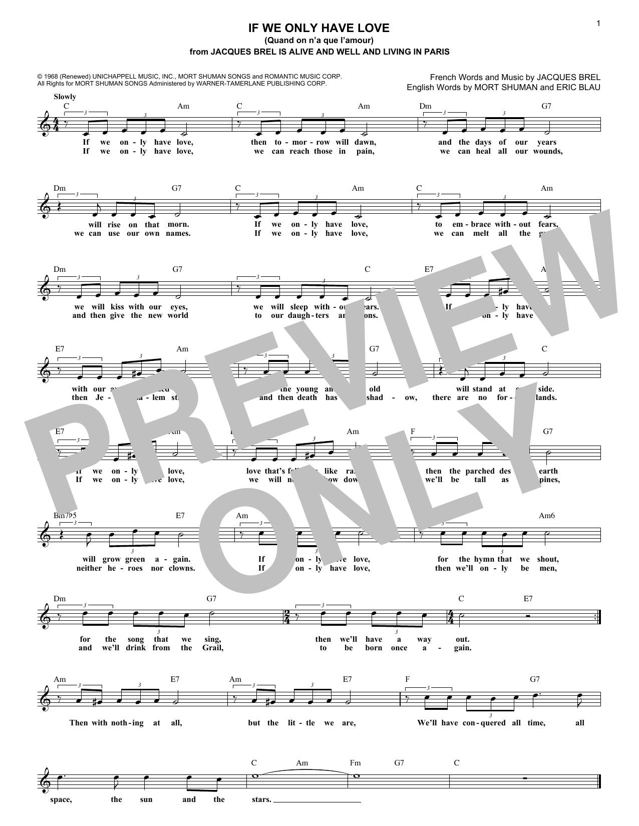 Download Eric Blau If We Only Have Love (Quand On N'a Que Sheet Music