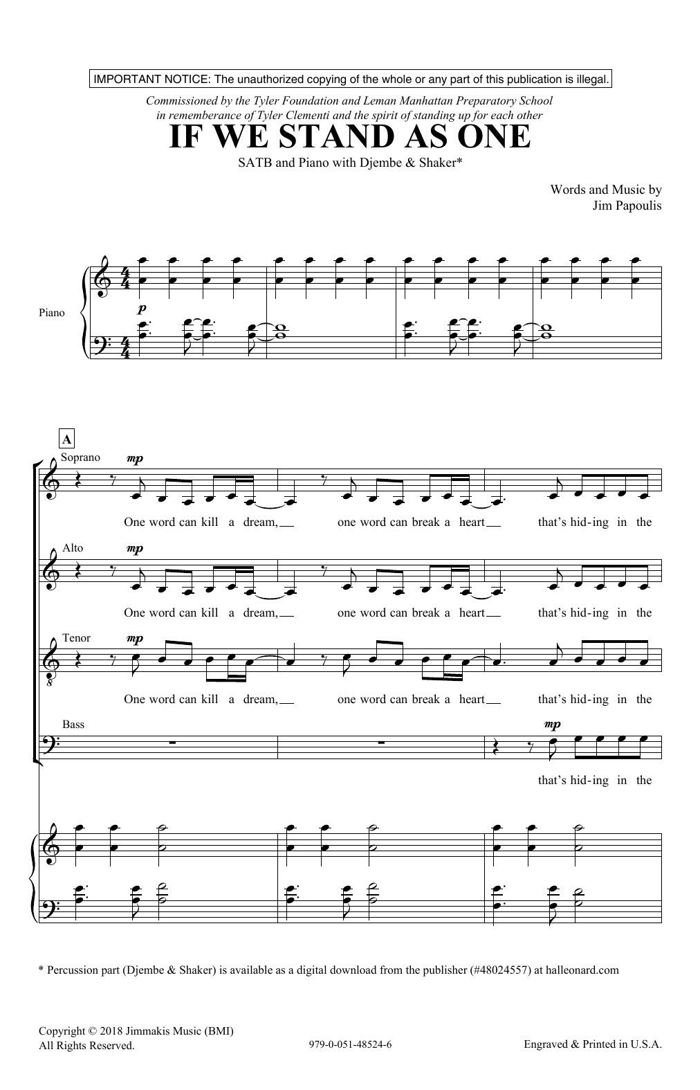 Download Jim Papoulis If We Stand As One Sheet Music