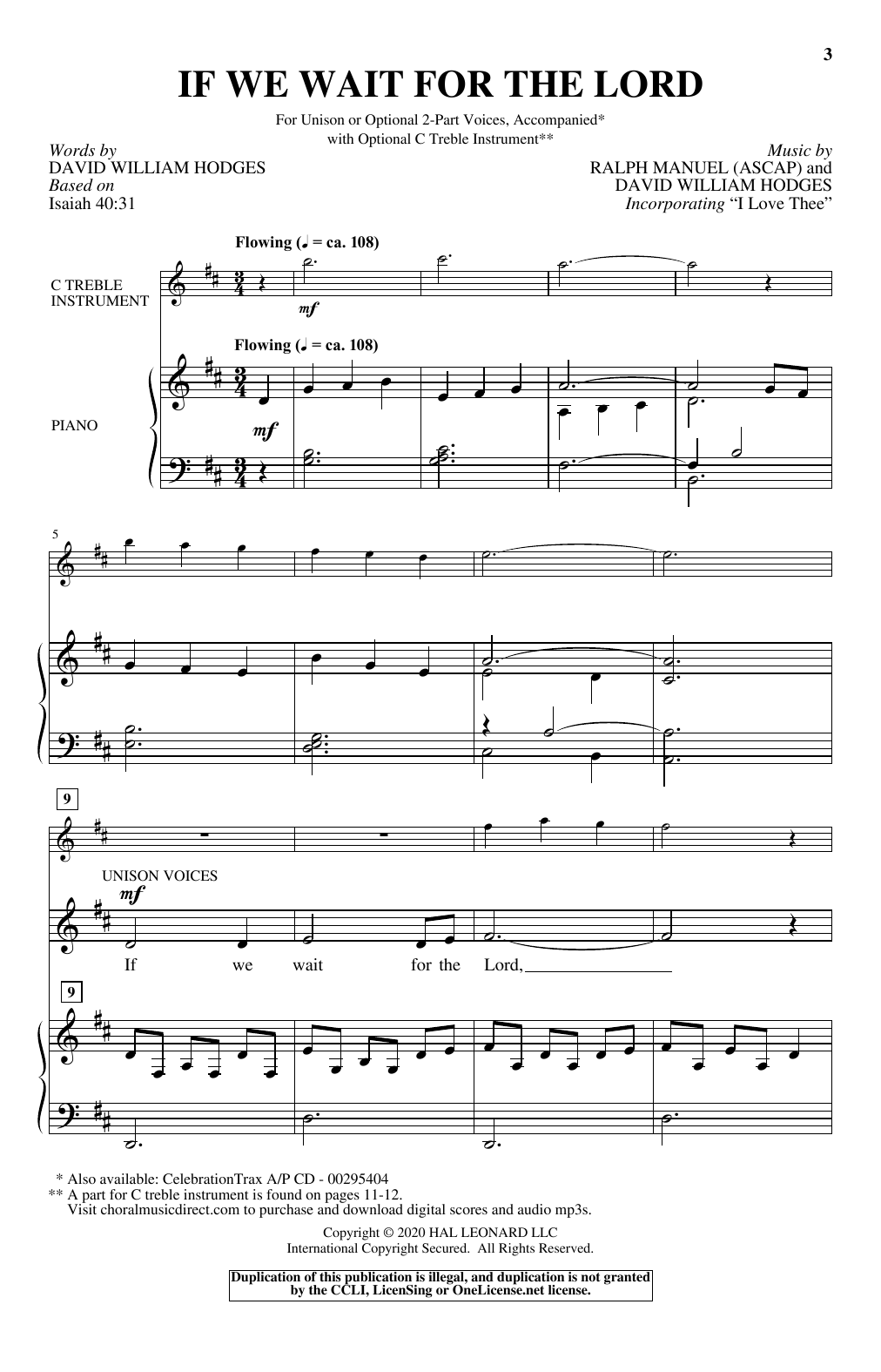 Download David William Hodges and Ralph Manue If We Wait For The Lord Sheet Music