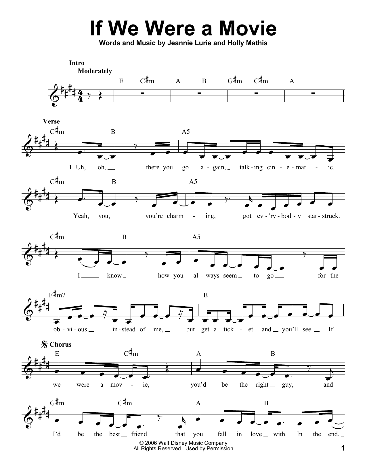 Download Hannah Montana If We Were A Movie Sheet Music