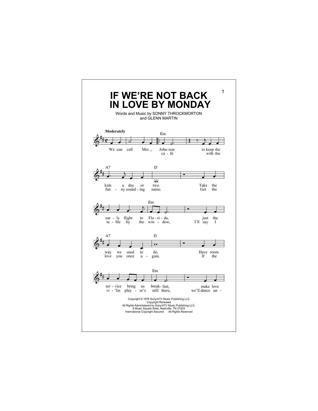 Download Merle Haggard If We're Not Back In Love By Monday Sheet Music