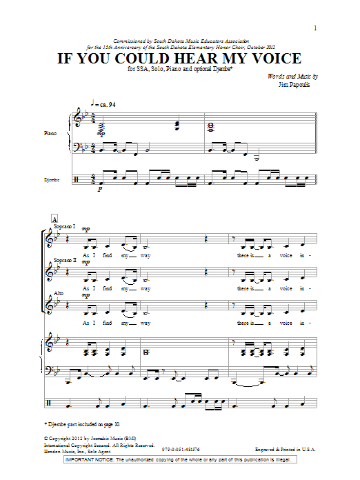 Download Jim Papoulis If You Could Hear My Voice Sheet Music