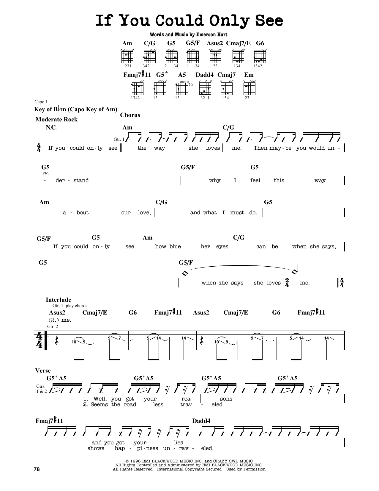 Download Tonic If You Could Only See Sheet Music