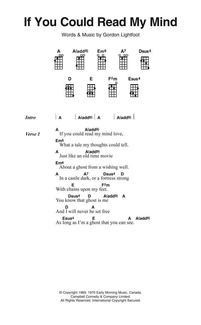 Download Gordon Lightfoot If You Could Read My Mind Sheet Music