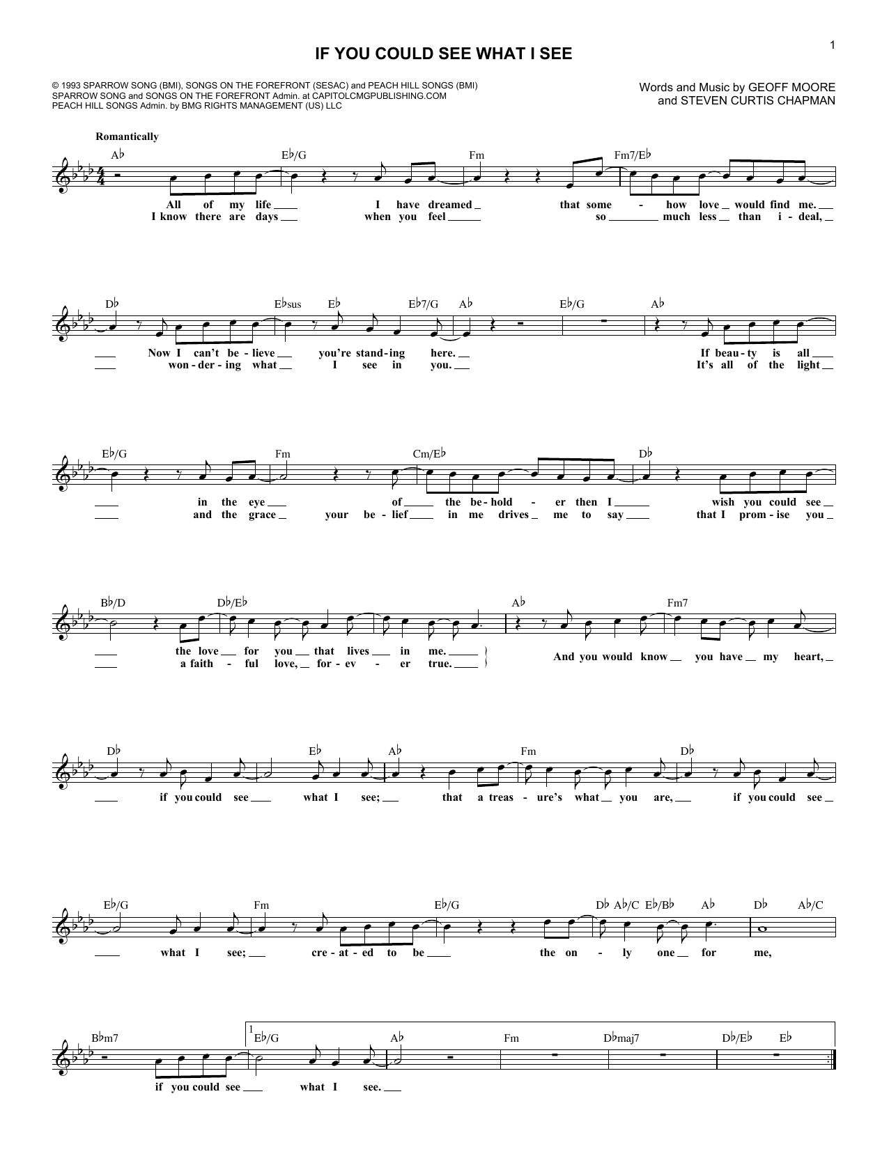 Download Steven Curtis Chapman If You Could See What I See Sheet Music