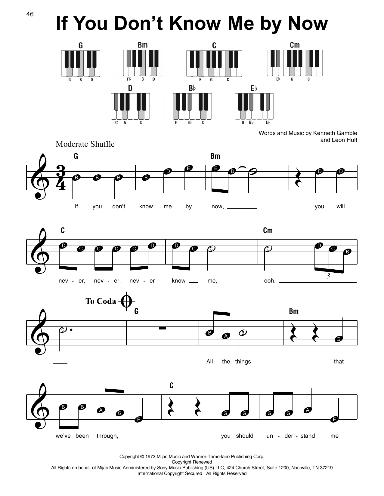 Download Harold Melvin & the Blue Notes If You Don't Know Me By Now Sheet Music
