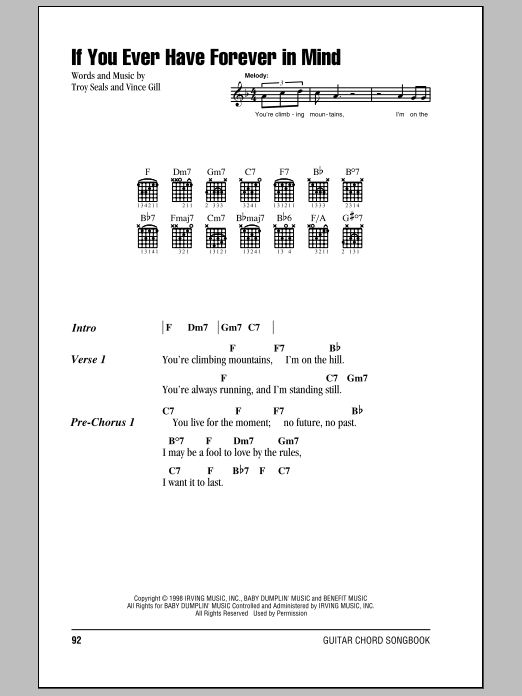 Download Vince Gill If You Ever Have Forever In Mind Sheet Music