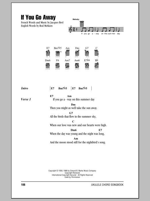 Download Jacques Brel If You Go Away Sheet Music