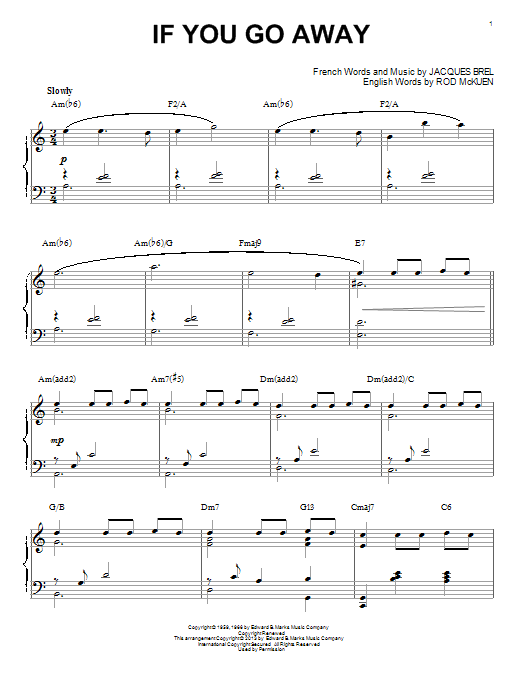 Download Jacques Brel If You Go Away [Jazz version] (arr. Bre Sheet Music