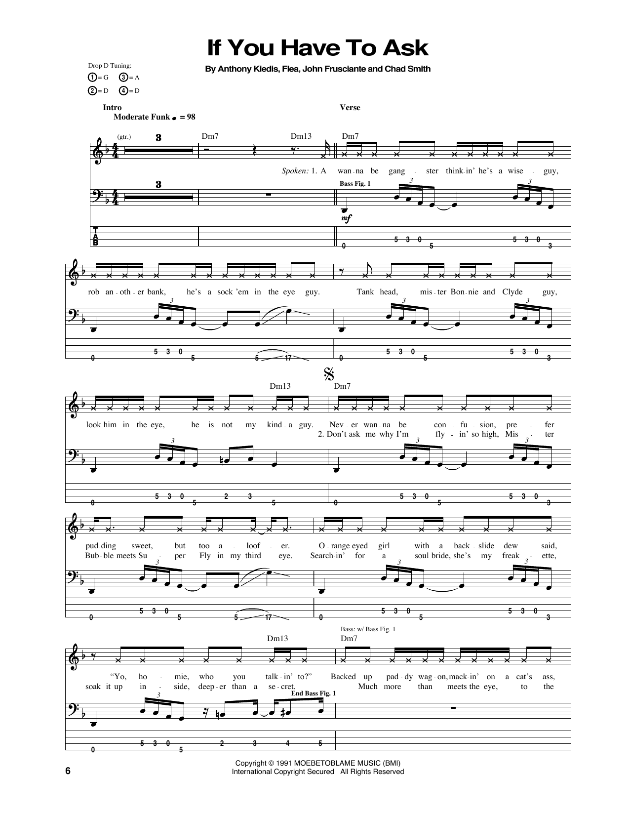 Download Red Hot Chili Peppers If You Have To Ask Sheet Music