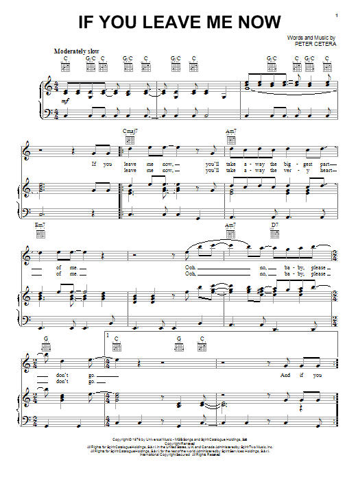 Download Chicago If You Leave Me Now Sheet Music