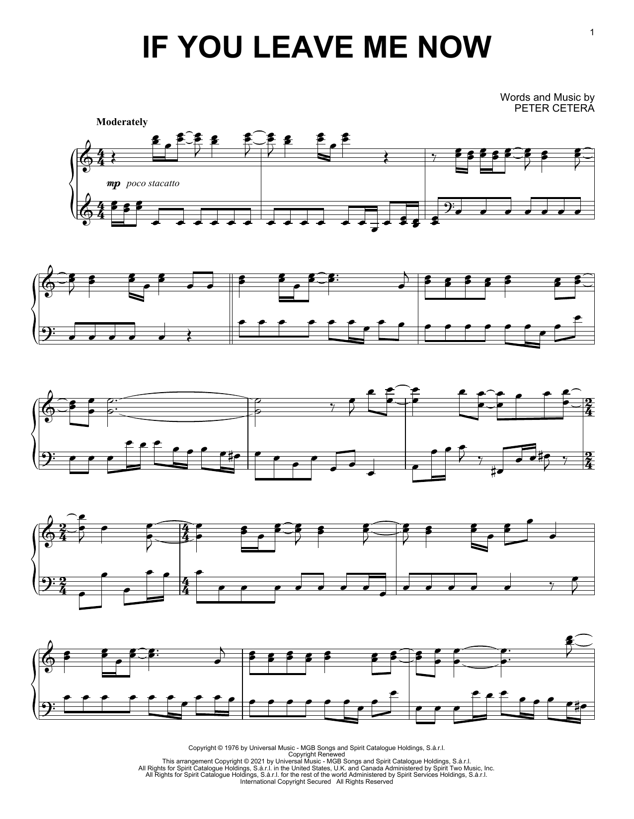 Download Chicago If You Leave Me Now [Classical version] Sheet Music