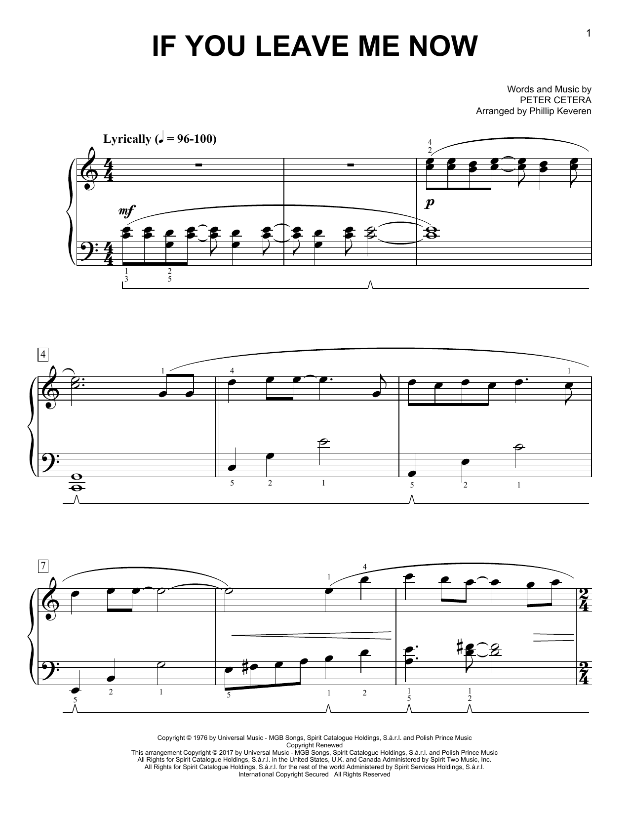 Download Chicago If You Leave Me Now [Classical version] Sheet Music