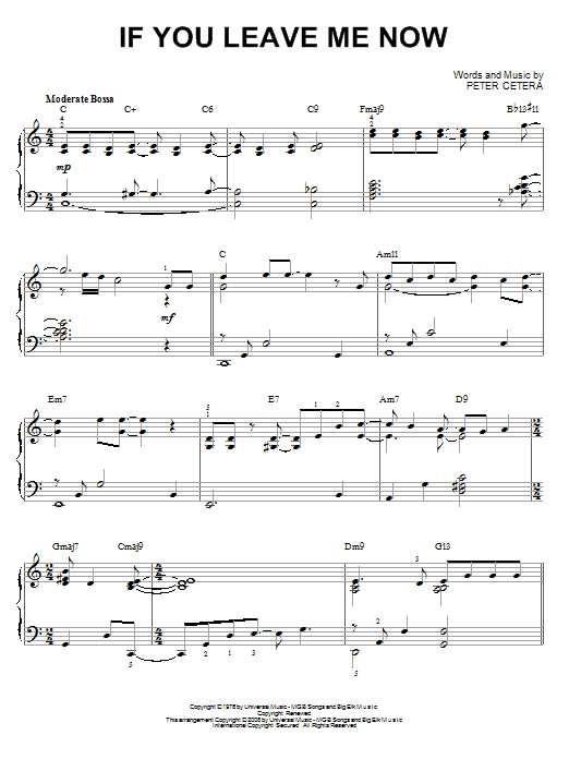 Download Chicago If You Leave Me Now [Jazz version] (arr Sheet Music