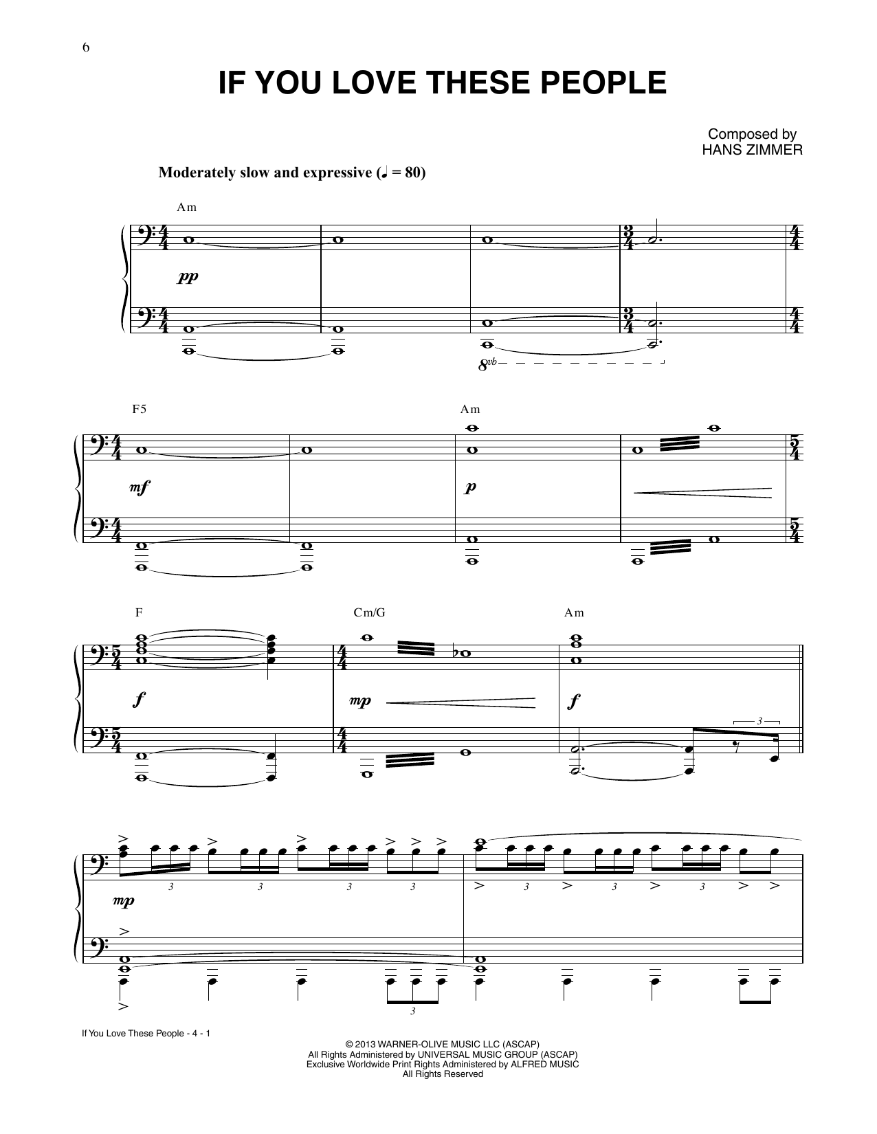 Download Hans Zimmer If You Love These People (from Man Of S Sheet Music