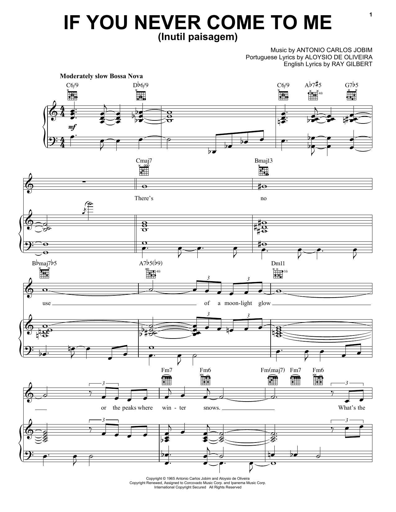 Download Antonio Carlos Jobim If You Never Come To Me (Inutil Paisage Sheet Music