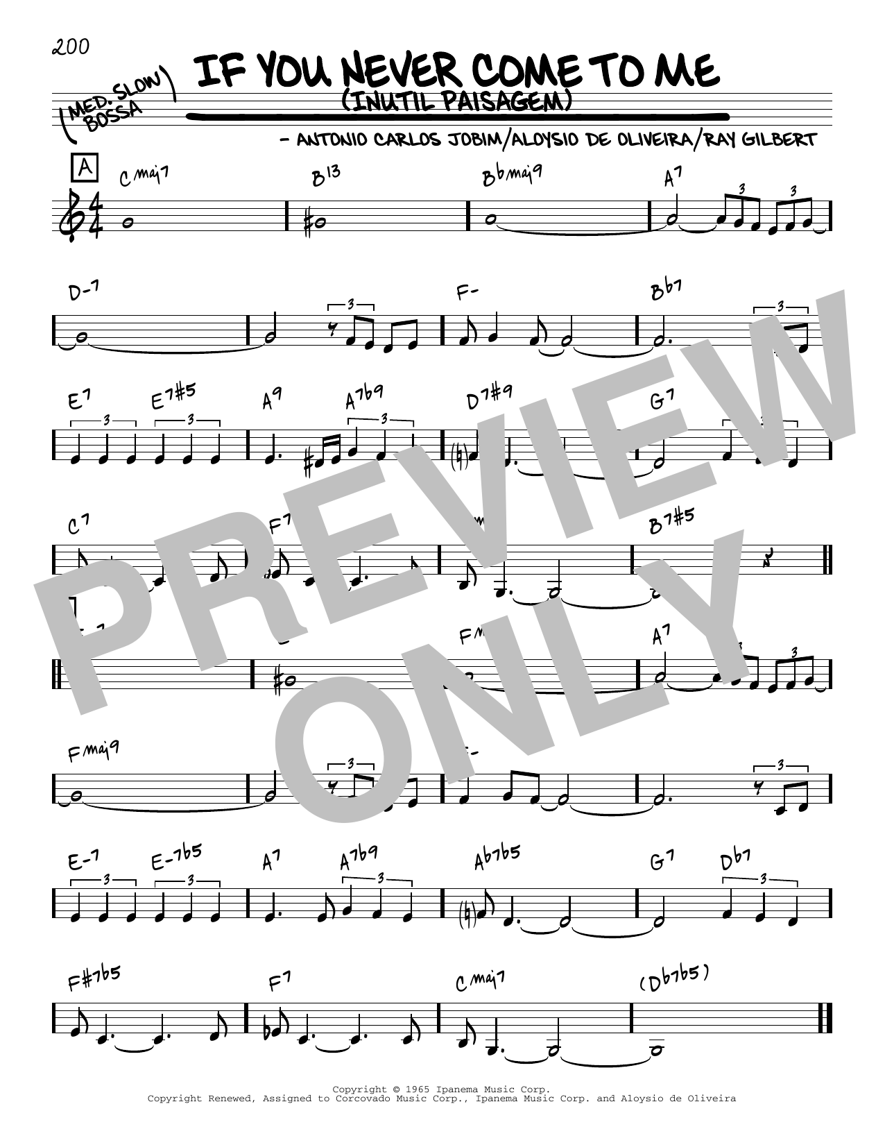 Download Antonio Carlos Jobim If You Never Come To Me (Inutil Paisage Sheet Music