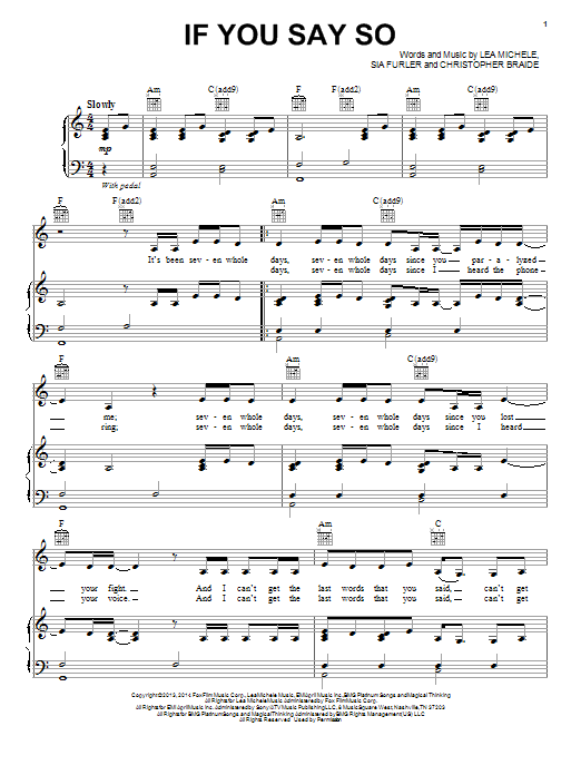 Download Lea Michele If You Say So Sheet Music