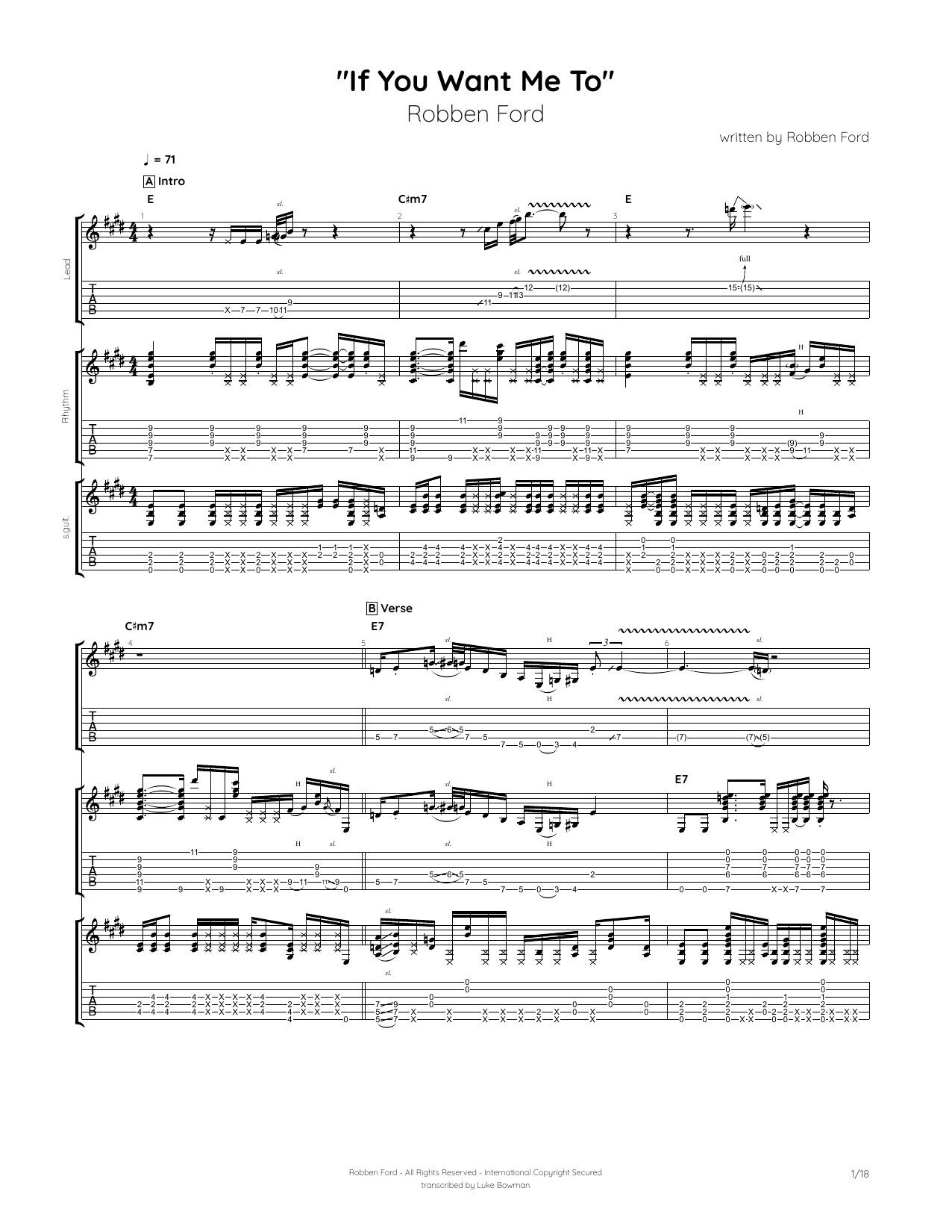 Download Robben Ford If You Want Me To Sheet Music