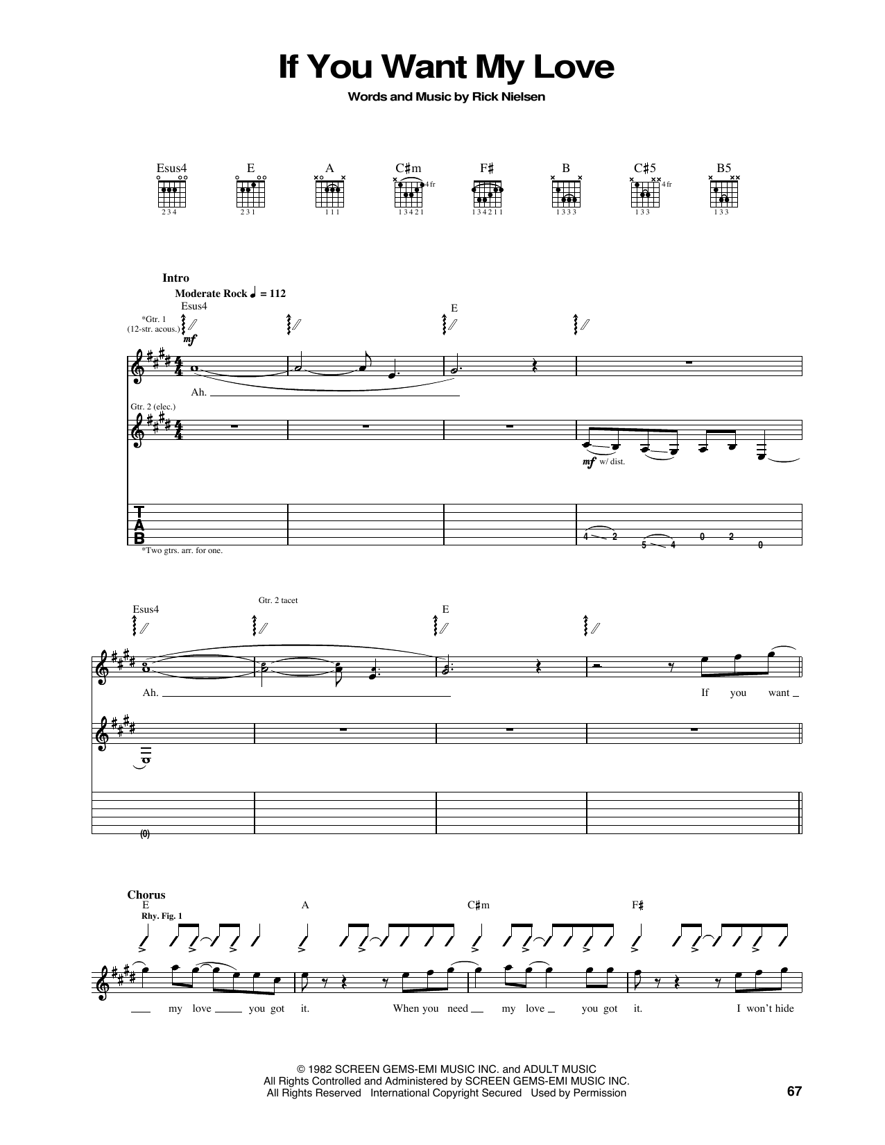 Download Cheap Trick If You Want My Love Sheet Music