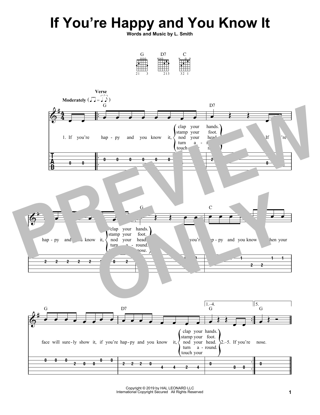 Download L. Smith If You're Happy And You Know It Sheet Music