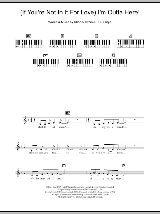Download Shania Twain (If You're Not In It For Love) I'm Outt Sheet Music