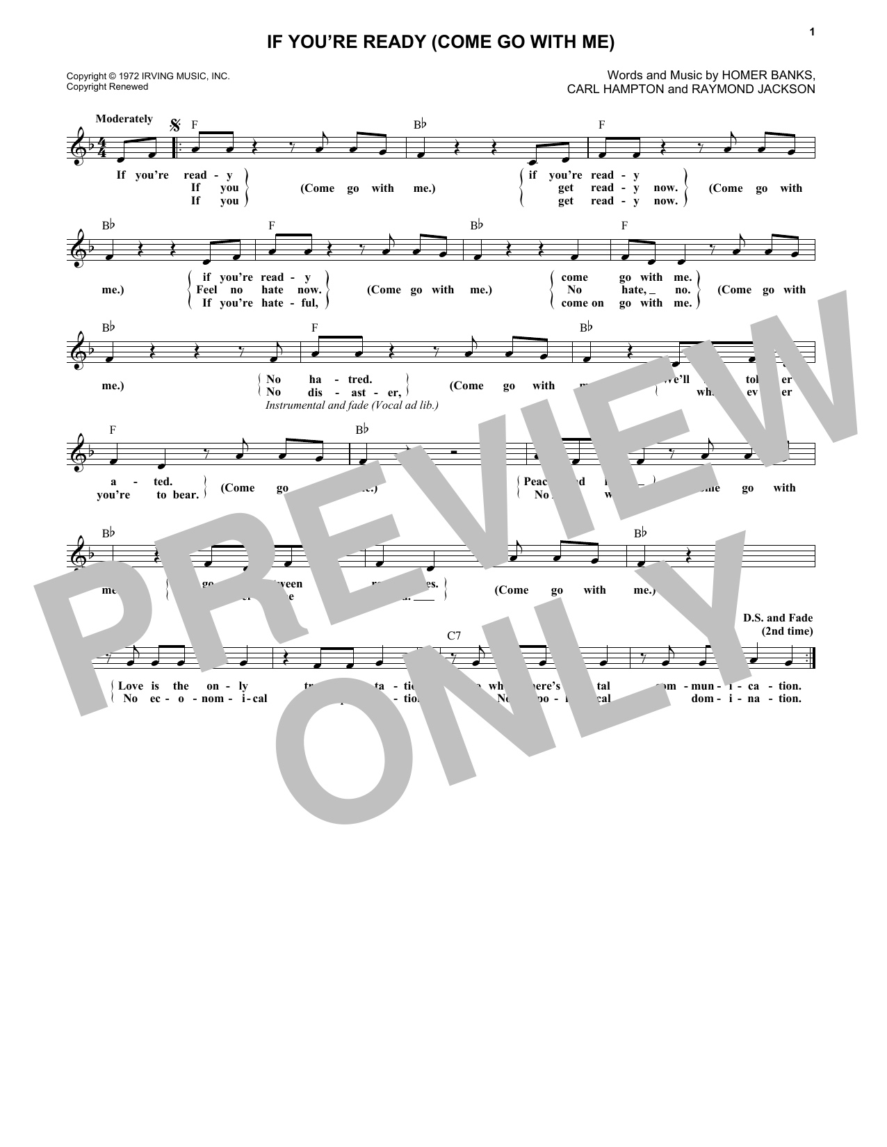 Download The Staple Singers If You're Ready (Come Go With Me) Sheet Music