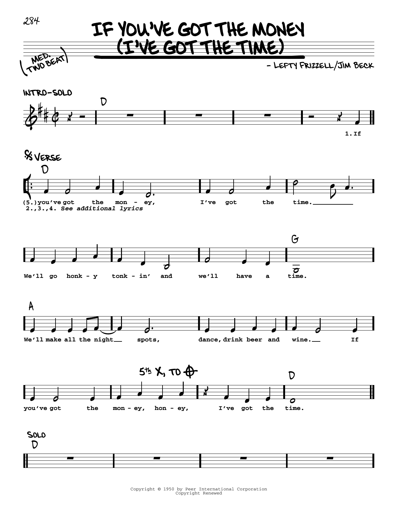 Download Willie Nelson If You've Got The Money (I've Got The T Sheet Music