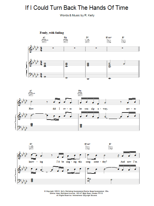 R. Kelly If I Could Turn Back The Hands Of Time sheet music notes printable PDF score