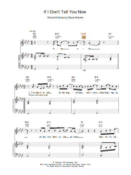 Ronan Keating If I Don't Tell You Now sheet music notes printable PDF score