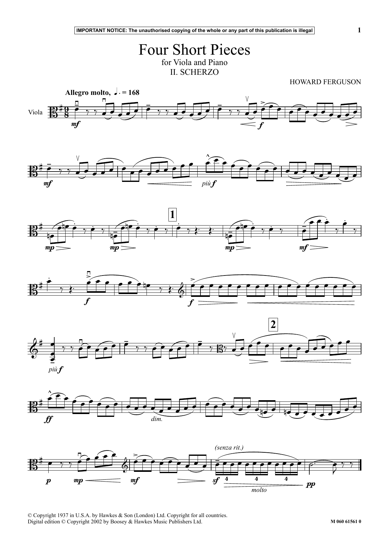 Download Howard Ferguson II. Scherzo (from Four Short Pieces For Sheet Music