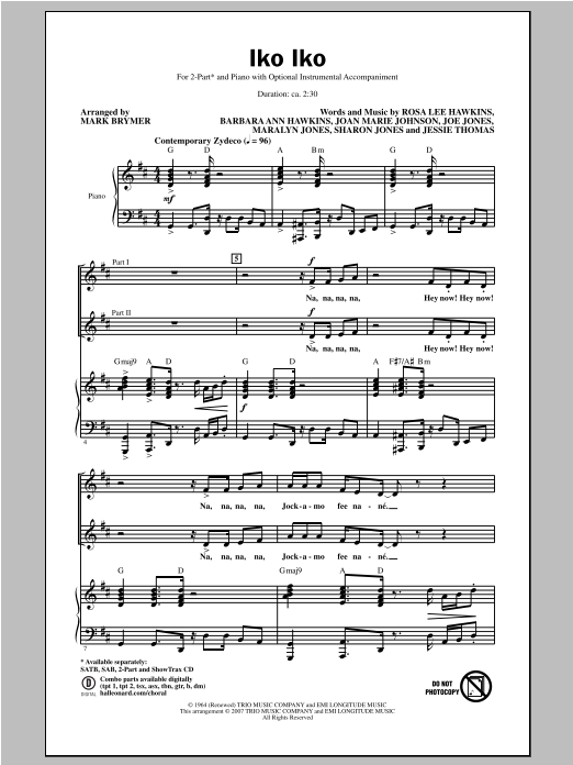 Download The Dixie Cups Iko Iko (arr. Mark Brymer) Sheet Music